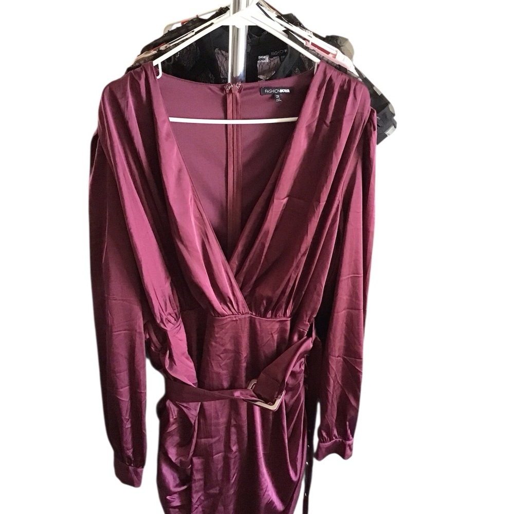 Deep Burgundy Long Sleeve Dress